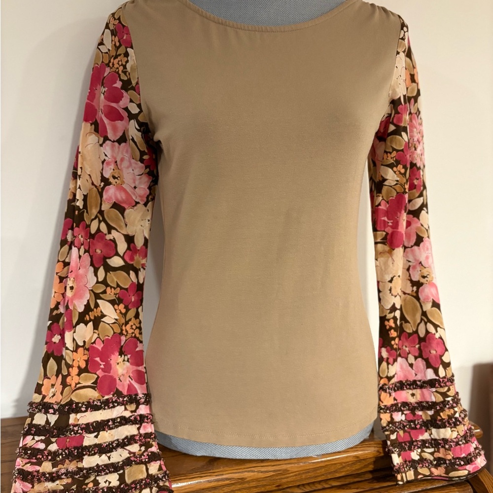 INC International Concepts Floral Boho Long Sleeve Women's Top size medium